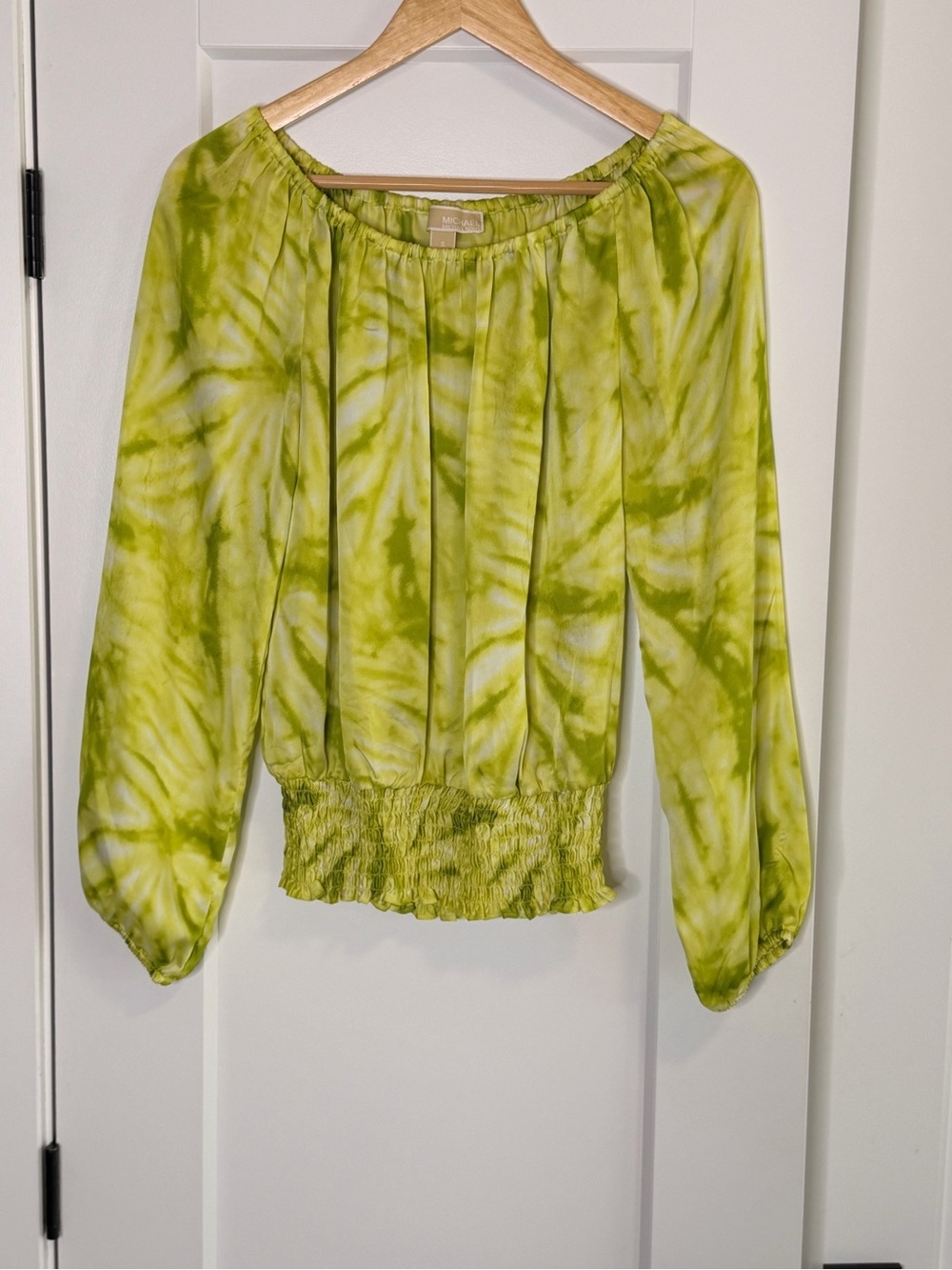 Michael Kors Lime Green Tie-Dye Off-Shoulder Blouse